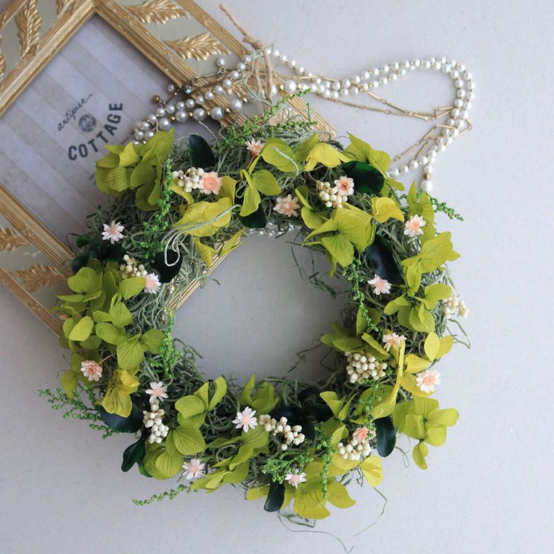 富良野 花七曜 春爛漫ピンクのリース プリザーブドフラワー インテリア