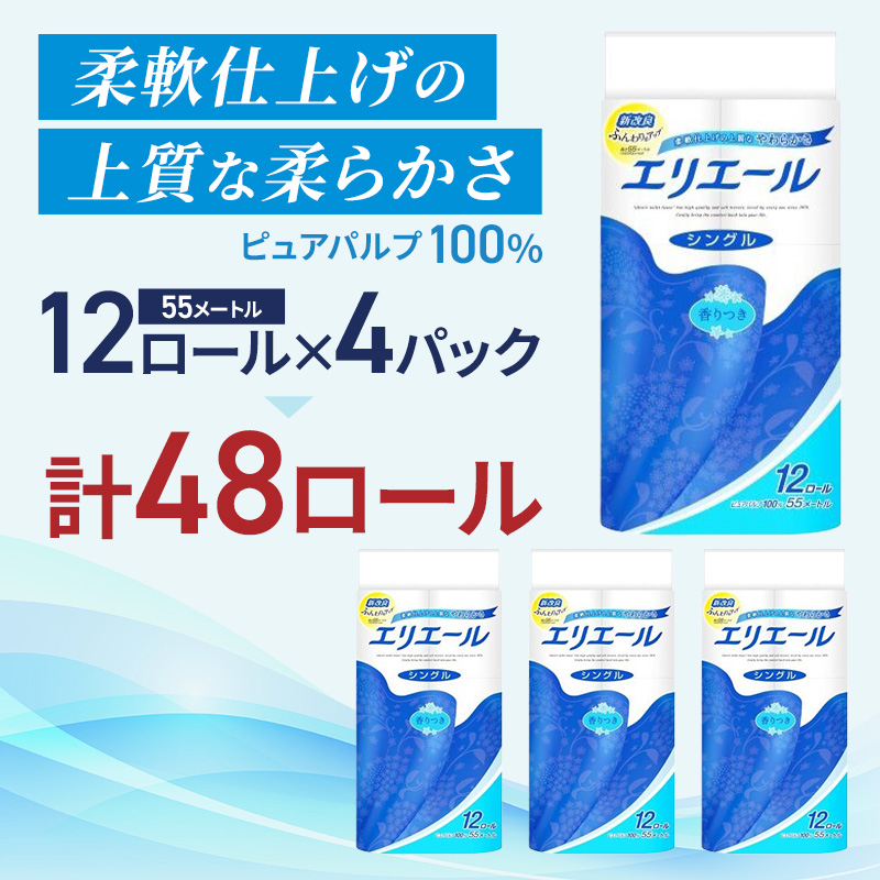 【定期便 3ヵ月連続お届け】エリエール 〈アソート〉 ＋Water 15箱 シングル 55m 48ロール トイレットペーパー ティッシュ トイレ ボックスティッシュ まとめ買い ペーパー 紙 防災 常備品 備蓄品 消耗品 備蓄 日用品