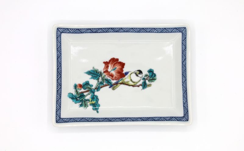 九谷焼 5.8号長角皿揃・花鳥絵変わり(5枚組)