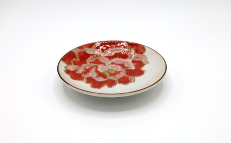 九谷焼 3.2号皿揃・牡丹(5枚組)