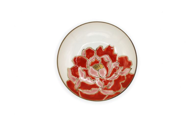 九谷焼 3.2号皿揃・牡丹(5枚組)