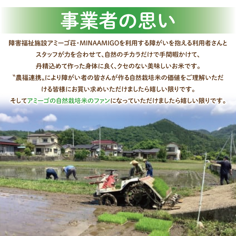 【限定価格】【3ヶ月定期便】令和7年産 新米 2kg アミーゴ米 【白米】（コシヒカリ・天日干し米・自然栽培米 （1年目））｜茨城県 大子町 袋田 米 精米 おだがけ米 はざがけ米 いねかけ米 先行予約 定期 毎月 3回 連続 農福連携（CA019）
