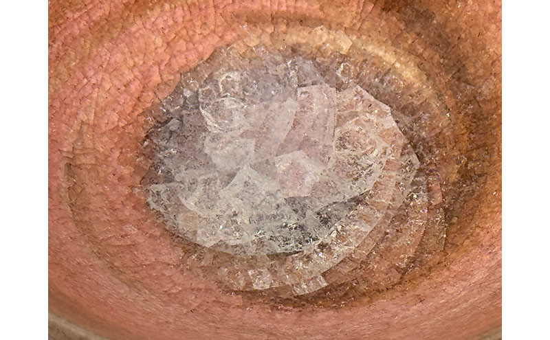 虫明焼 灰釉彩貫入紅練込盃(小鉢・白、黒井博史 作) 工芸品 食器 酒器 盃