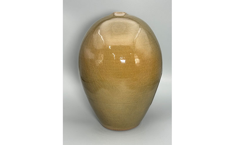 虫明焼 灰釉火円文壺(黒井千左 作) 工芸品 インテリア 雑貨 日用品