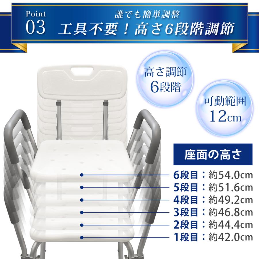 シャワーチェア 肘付き 背もたれ付き 高さ調節 伸縮 介護用品 バスチェア シャワーイス お風呂椅子 お風呂イス シャワーチェアー シャワーベンチ 背付き 肘掛け ひじ付き 敬老の日 プレゼント SunRuck SR-SBC018KD