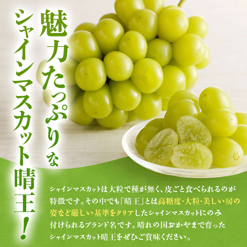 【2026年先行受付】 シャインマスカット 晴王 秀品 大房 約2kg(2～5房) 岡山県産 ぶどう 葡萄 ブドウ ギフト 御礼 プレゼント 御礼 御祝 御供 果物 くだもの フルーツ