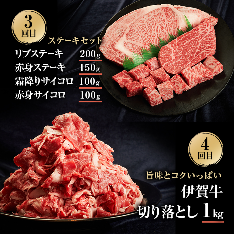 伊賀牛 6ヶ月連続お届け 定期便 A [ 伊賀牛牛トロ刺し すき焼きセット 伊賀牛ステーキセット 伊賀牛切り落とし 焼肉セット5人盛り ] オクダ 牛肉 高級 和牛 肉 伊賀牛肉  伊賀 人気 自宅用 グルメ お取り寄せ 誕生日 お祝い  贅沢 三重
