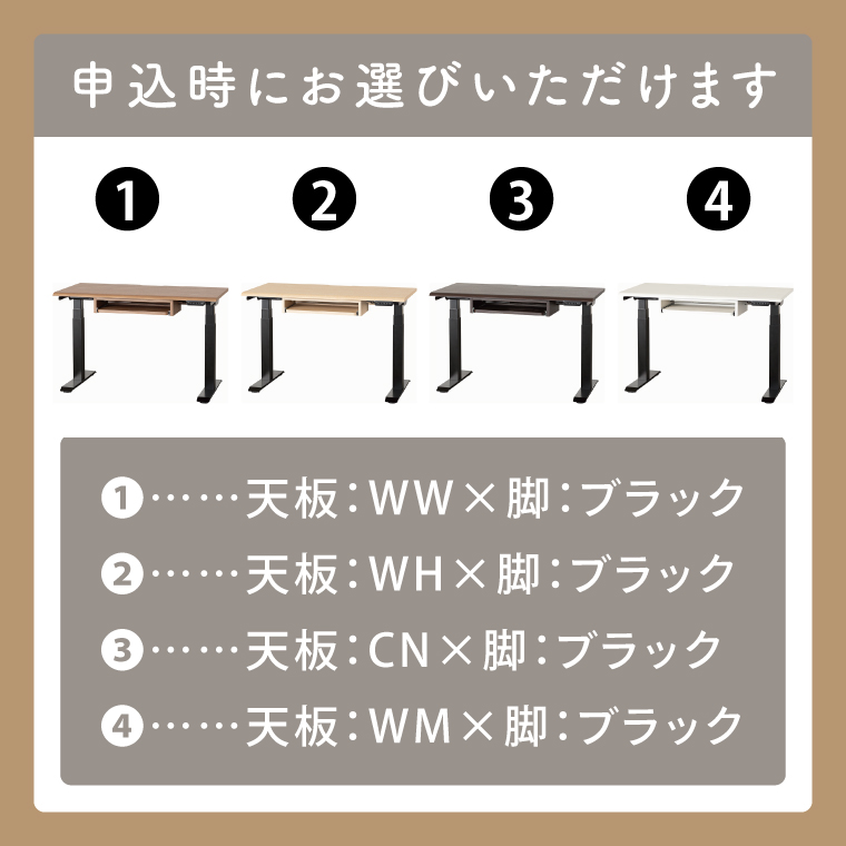 電動昇降デスクJDEA-120 カラー：天板4色(WH/CN/WM/WW)×脚2色(ブラック/ホワイト)｜机 デスク 電動昇降 オフィス テレワーク 小島工芸 茨城県 取手市（BR002）
