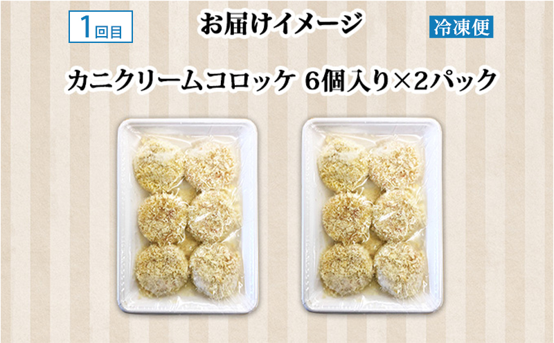 蟹・米・紙製品！ 満足定期便 全3回　カニクリームコロッケ 蟹 かに カニ コロッケ 揚げ物 惣菜 冷凍 お弁当 おかず ゆめぴりか パックごはん 白米 ご飯 パック まとめ買い 簡単 レンジ トイレットペーパー ダブル ボックスティッシュ防災 北海道