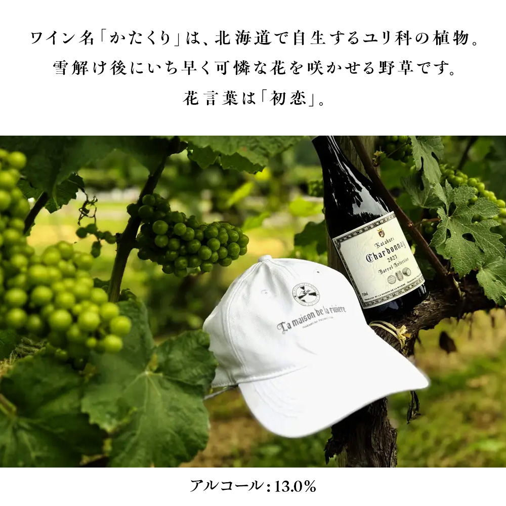 カタクリ シャルドネ バレルセレクション2023 ラ・メゾン・ド・ラ・リヴィエール 白ワイン ぶどう 北海道産 お酒 酒 洋酒 果実酒 アルコール 北海道 仁木町 [ 株式会社Souplesse ]
