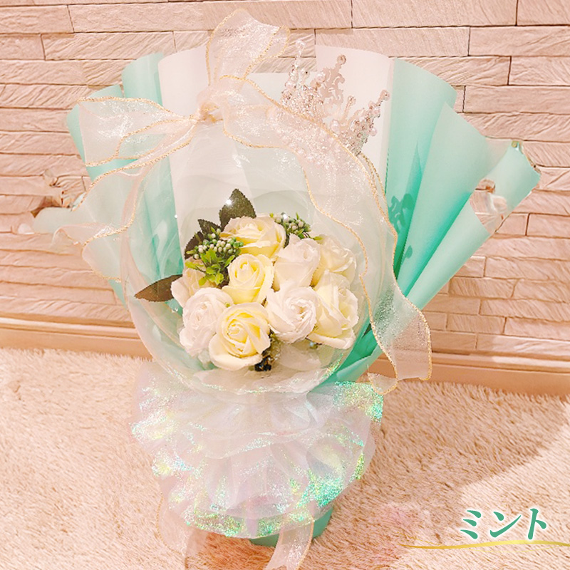 バルーンフラワー　ブーケタイプ　ティアラ付　メッセージ　【Congratulations】　アーティフィシャルフラワー インテリア 飾り ギフト プレゼント フラワー 造花 花 お花 ブーケ フラワーアレンジメント お祝い 三重県 名張市