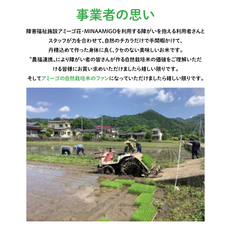 【先行予約】【2025年11月中旬頃順次発送予定】令和7年産 2kg アミーゴ米 【白米】（コシヒカリ・自然栽培米（７年目）・天日干し米）｜茨城県 大子町 袋田 米 精米 おだがけ米 はざがけ米 いねかけ米 先行予約 農福連携 コシヒカリ 白米（CA011）