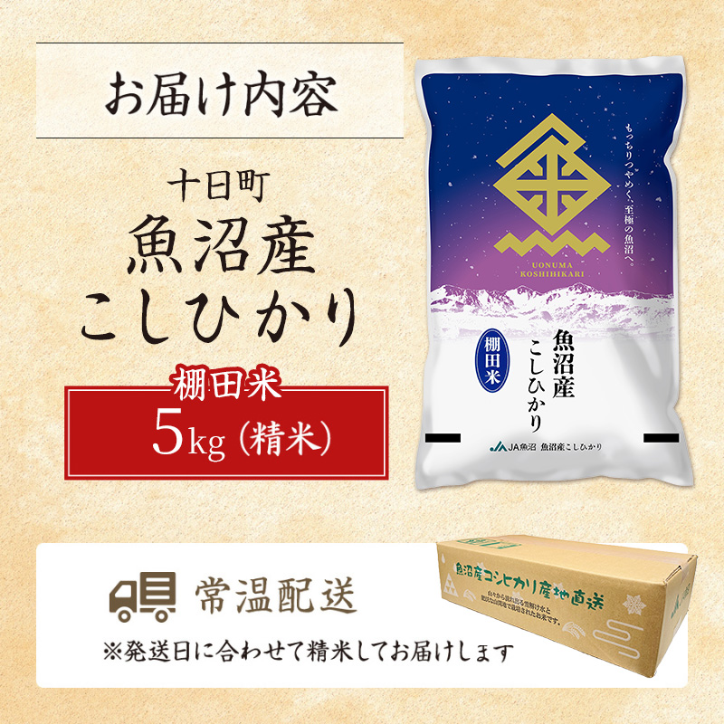 【令和7年産米】魚沼産こしひかり 棚田米(十日町地域) 精米 5kg 3月配送 お米 精米 こめ ご飯 白米 旧：五郎兵衛