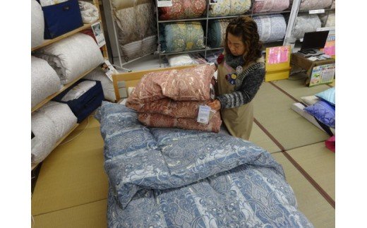 明治6年創業　ワタセのやわらか羽毛ふとん（ブルー）【CW50W】