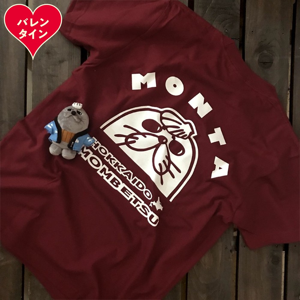 17-235 【バレンタインデー】ゆるキャラ紋太グッズ(Tシャツ[バーガンディーL]、ぬいぐるみ小)