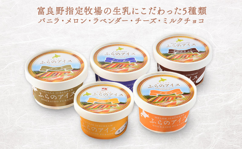 北海道富良野市 ふらの アイスクリーム 5個 5種×1個 (ディームファクトリー) アイス デザート 北海道 富良野市 道産 直送 ふらの 贈り物 ギフト