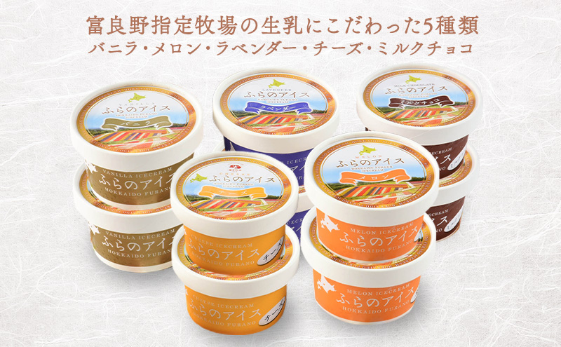 北海道富良野市 ふらの アイスクリーム 10個 5種×2個 (ディームファクトリー) アイス デザート 北海道 富良野市 道産 直送 ふらの 贈り物 ギフト