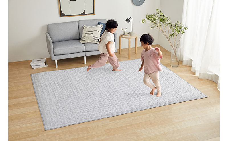 はがして洗える Hagash カバー杢キルト HAGCM-1824 グレー ラグ カバー 約3畳 洗える 洗濯機 おしゃれ カーペット ラグマット オールシーズン キルト 一人暮らし リビング アイリスオーヤマ ハガッシュ Hagash カバーラグ