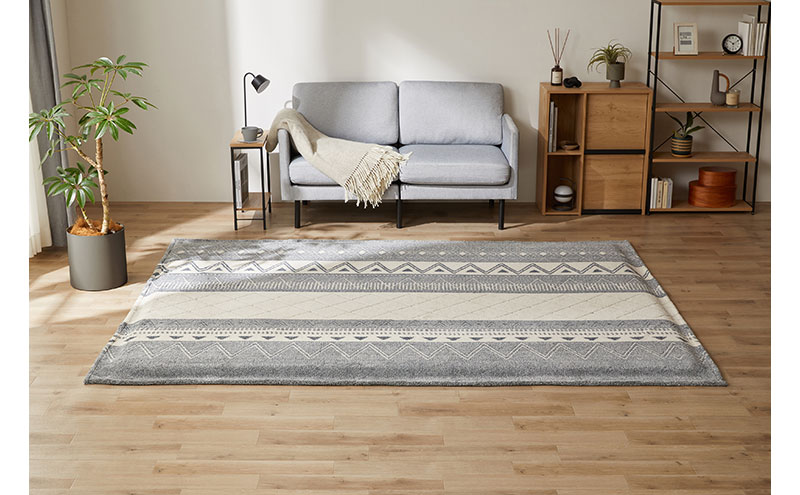 はがして洗える Hagash カバーオルテガ風 HAGCO-1824 グレー ラグ カバー 約3畳 洗える 洗濯機 おしゃれ カーペット ラグマット オールシーズン 一人暮らし リビング アイリスオーヤマ ハガッシュ Hagash カバーラグ