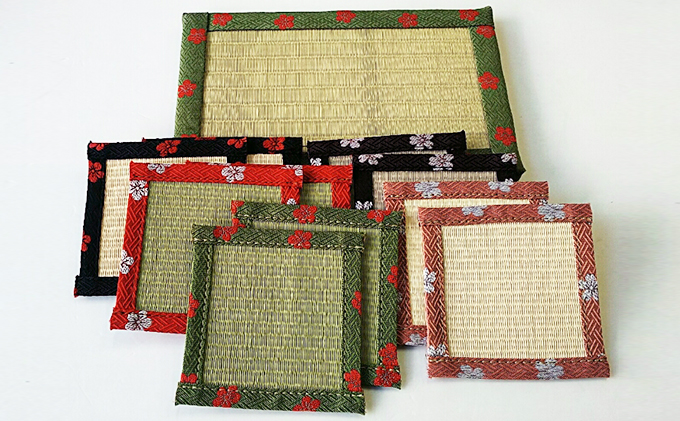 HANA咲く畳コ−スタ−花台グリ−ンセット 民芸品 工芸品 雑貨 日用品 