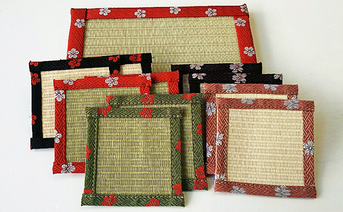 HANA咲く畳コ−スタ−花台レッドセット 民芸品 工芸品 雑貨 日用品 