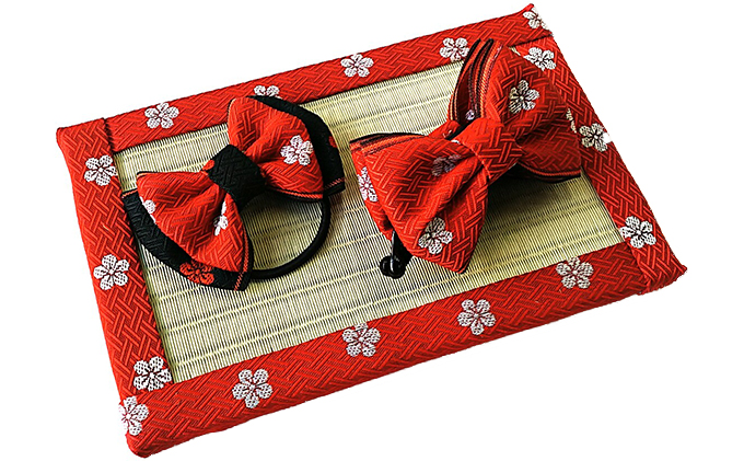 畳縁アクセサリ−縁結びセット（レッド） 民芸品 工芸品 雑貨 日用品 