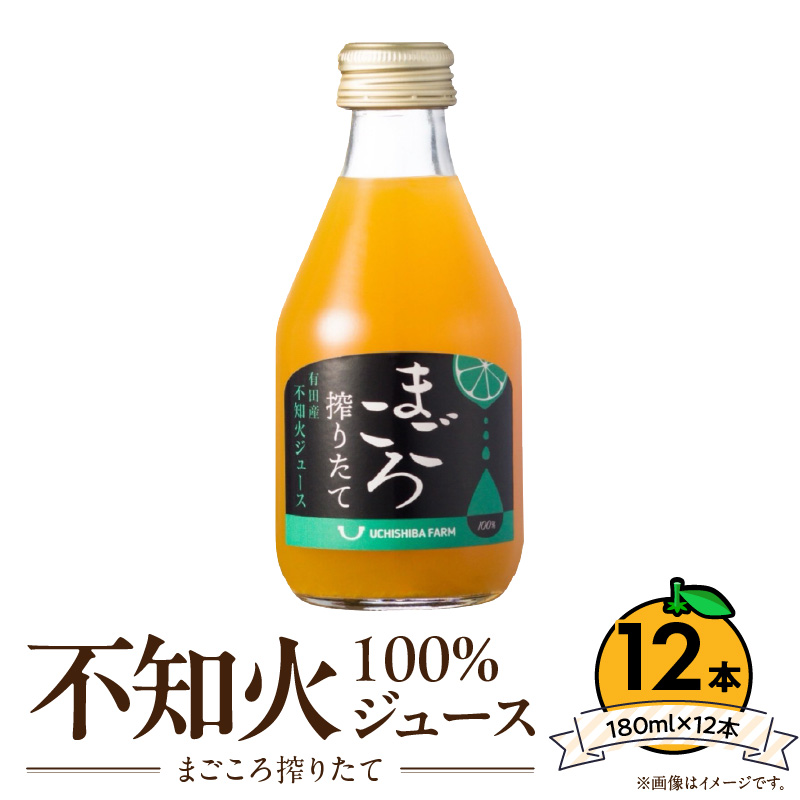 ZE6435_【まごころ搾りたて】不知火 100%ジュース 180ml × 12本