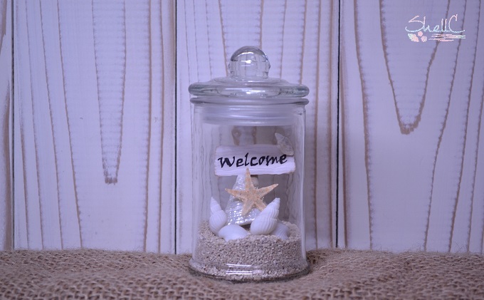 シェルランプ　【Welcome】 雑貨 日用品 インテリア 貝殻のランプ 灯り 手づくり 