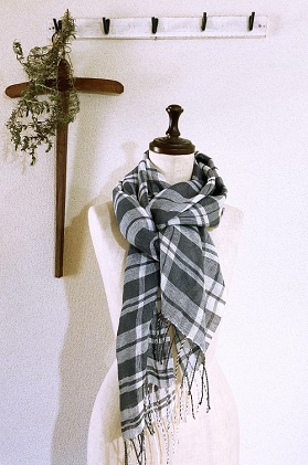 ito to iro 【2】リネン100%　染織りストール ファッション小物 