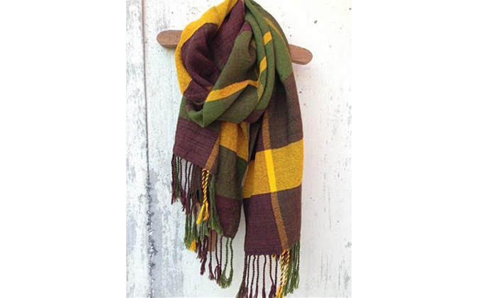 ito to iro 手染め・手織り仕上「ストール」 カーキ×ブラウン