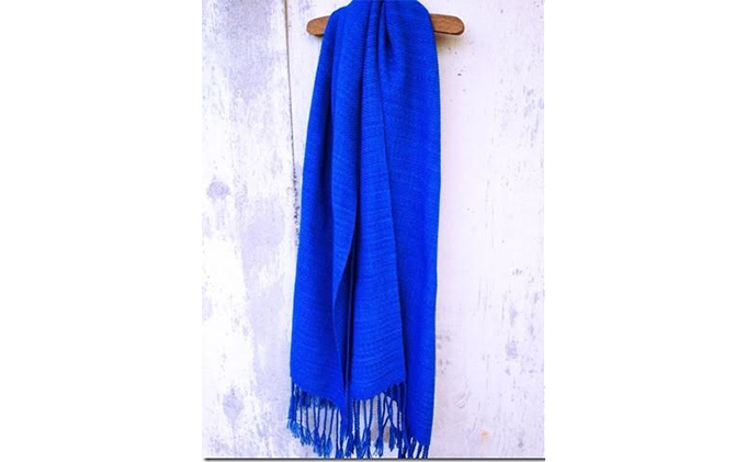 ストール 「ito to iro」手染め 手織り仕上 ロイヤルブルー ヘリンボーン織り ファッション小物 おしゃれ ギフト プレゼント 天然素材 メリノウール100％ 春先 お花見 