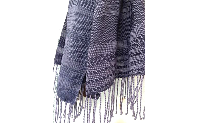 ito to iro 手染め・手織り仕上「ストール」 ゴバイシグレー×ブラック・変化織り（大判）B 冬物 ファッション小物 