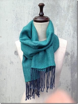 ito to iro 手染め・手織り仕上「ストール」メリノウール100% 網代斜紋・グリーン ファッション小物 