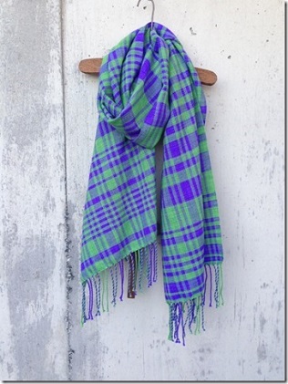 ito to iro 手染め・手織り仕上「ストール」メリノウール100%ライトグリーン×パープル 【3】 ファッション小物 