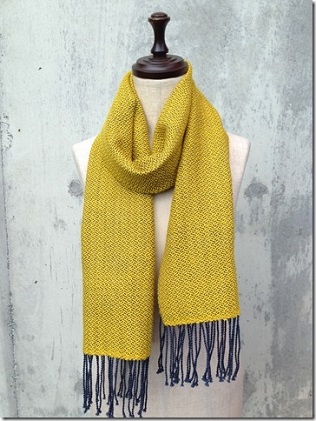 ito to iro 手染め・手織り仕上「ストール」メリノウール100% 網代斜紋・マスタードイエロー ファッション小物 