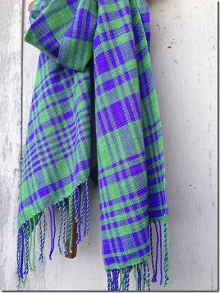 ito to iro 手染め・手織り仕上「ストール」メリノウール100%ライトグリーン×パープル 【3】 ファッション小物 