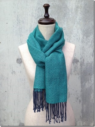 ito to iro 手染め・手織り仕上「ストール」メリノウール100% 網代斜紋・グリーン ファッション小物 