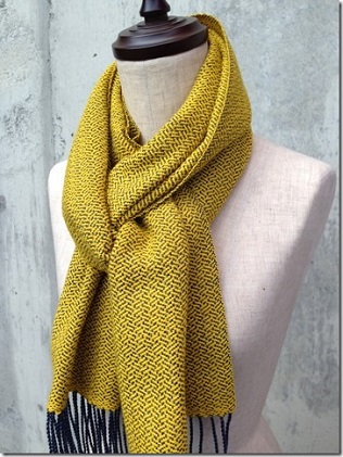 ito to iro 手染め・手織り仕上「ストール」メリノウール100% 網代斜紋・マスタードイエロー ファッション小物 