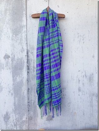 ito to iro 手染め・手織り仕上「ストール」メリノウール100%ライトグリーン×パープル 【3】 ファッション小物 