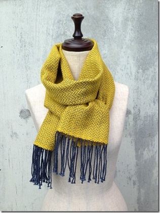 ito to iro 手染め・手織り仕上「ストール」メリノウール100% 網代斜紋・マスタードイエロー ファッション小物 