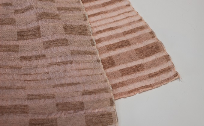 ストール 桜染 エアウールチェックボーダーストール 桜ピンク 雑貨 日用品 ファッション 織物 染物 工房夢細工 