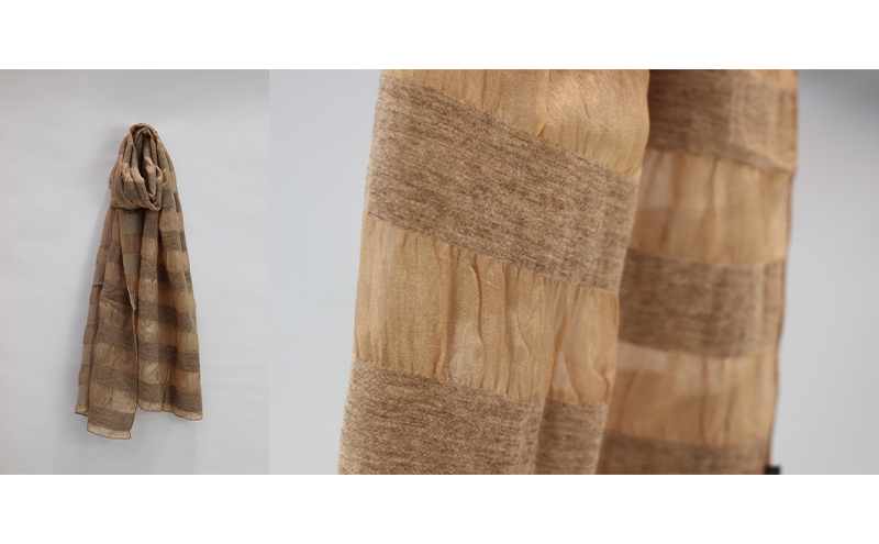 ストール 屋久杉染 エアウール ボーダーストール 雑貨 日用品 ファッション 織物 染物 工房夢細工 