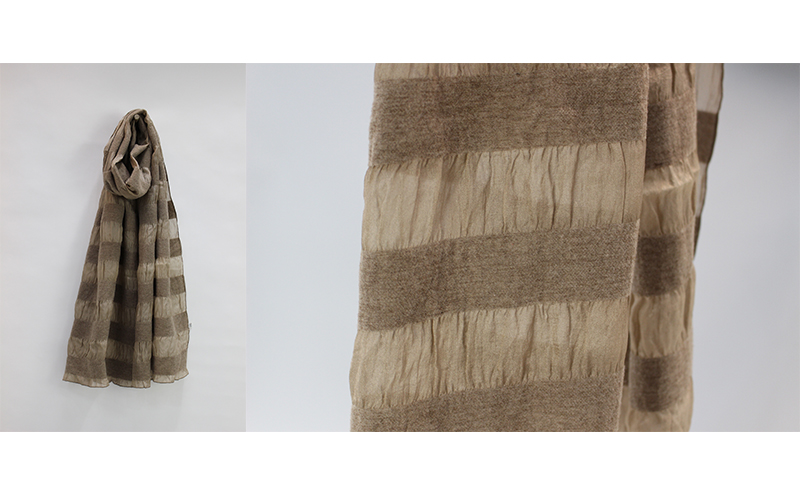 ストール 屋久杉染 エアウール ボーダーストール 雑貨 日用品 ファッション 織物 染物 工房夢細工 