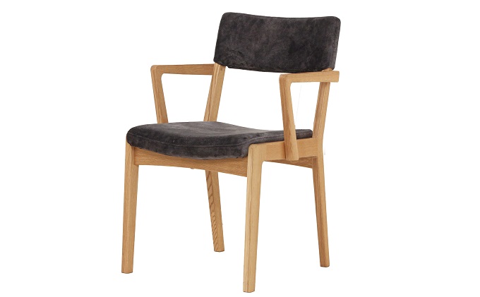 ナガノインテリア ダイニング チェア 『elum』 DC349-1W レッドオーク材 お届け：3ヶ月以上お待ちいただく場合がございます 家具 天然皮革 ダイニングチェア 