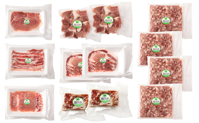 北海道十勝の放牧豚”遊ぶた”バラエティー2.68kgセット お肉 豚肉 ロース バラ肉 ブロック モモ肉 粗びき 詰め合わせ 