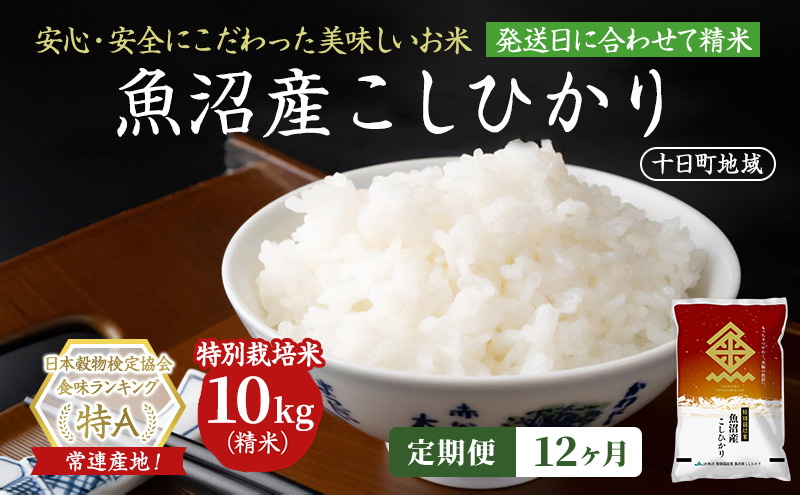 令和8年産 先行予約】【12ヶ月定期便】特別栽培米 魚沼産こしひかり