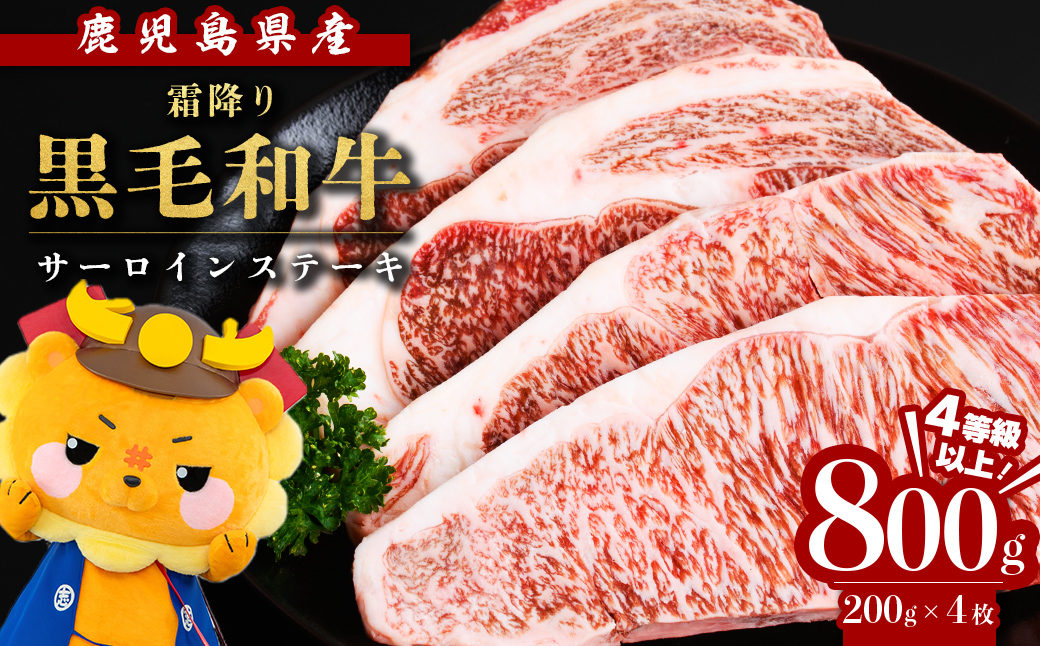 鹿児島県志布志市のふるさと納税 【数量限定】鹿児島県産黒毛和牛サーロインステーキ 200g×4枚 黒毛和牛 和牛 牛肉 A4等級 サーロインステーキ サーロイン ステーキ 霜降り 数量限定 九州産 国産 b7-011