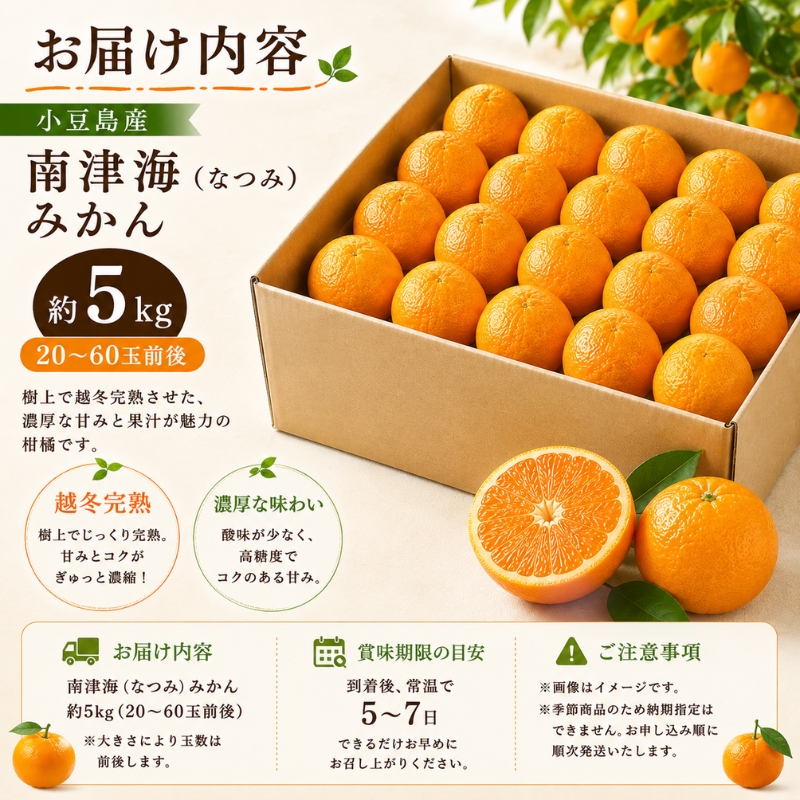 小豆島 】 南津海 （ なつみ ） みかん 約5kg 柑橘 ミカン 果物