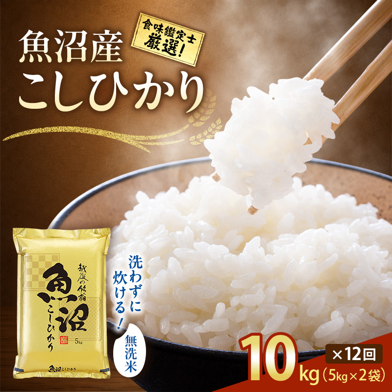 令和8年産 先行予約】無洗米「12カ月定期便」食味鑑定士厳選！魚沼産