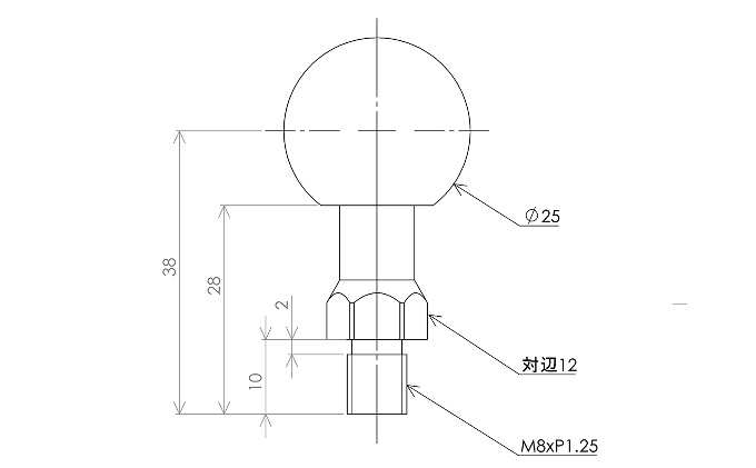 ナビステー用φ25ボールM8xP1.25 N-F8-B25 雑貨 日用品 